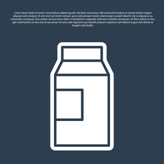 Blue line Paper package for milk icon isolated on blue background. Milk packet sign. Vector