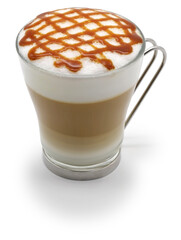 homemade caramel macchiato isolated on white background