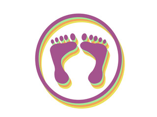 Silhouette of human footprints. 