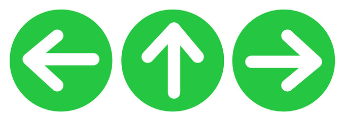 Arrow sign on green circle for direction ,Social distancing in COVID-19. symbol vector illustration - obrazy, fototapety, plakaty
