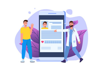 Electronic health record concept. Online healthy electronic check list. Vector illustration.