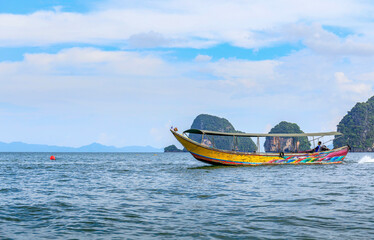 Local boat and cloud sky in a Phang-nga bay Thailand view from boat