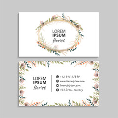 Business cards template hand drawn flowers