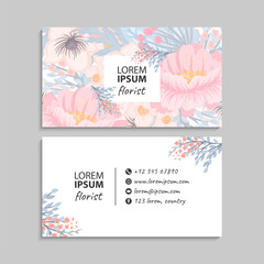 Flower business cards pink flowers