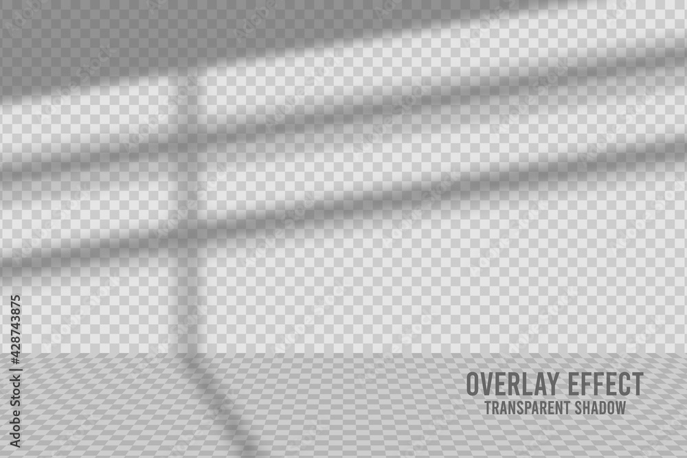 Poster shadow overlay effect. transparent overlay shadow from the window and jalousie at wall and floor. re