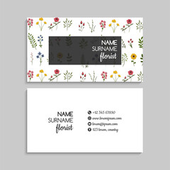 Business cards template hand drawn flowers