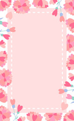 ハート型の花のイラストのパステルウェディングフレーム