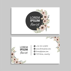 Flower business cards pastel flowers