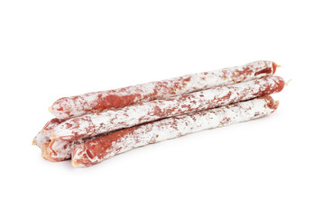 Long thin dry sausages, isolated