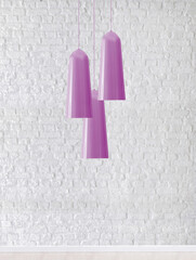 white brick wall modern lamp textured wood laminate flooring, empty space