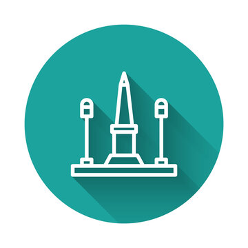 recommend clip art: White line Place De La Concorde in Paris, France icon isolated with long shadow. Green circle button. Vector
