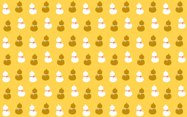 ひょうたん柄のシームレスなパターンデザイン、黄色地に白と茶色のひょうたん