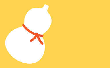 赤い紐のついた白いひょうたん、黄色地