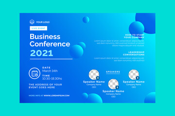 Invitation web banner to the online conference. Business webinar invitation design. Announcement poster concept. Modern abstract White background with place for photos