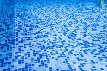 Swimming pool mosaic bottom caustics ripple like sea water. Flow with waves, sport and relax concept. Summer background. Texture of water surface. Top view. Vector illustration.