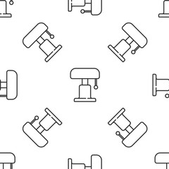 Grey line Table lamp icon isolated seamless pattern on white background. Vector