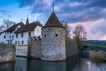 Fototapeta premium Hallwyl Castle in the municipality of Seengen, canton Aargau, is one of the most important moated castles in Switzerland.