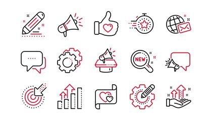 Brand social project line icons. Business strategy, Megaphone and Representative. Influence campaign, social media marketing, brand ambassador icons. Linear set. Linear set. Quality line set. Vector