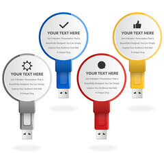 Infographic template with premium vector in the form of USB flash drive mosaic
