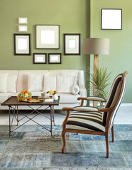 luxury living room and modern lamp, interior design