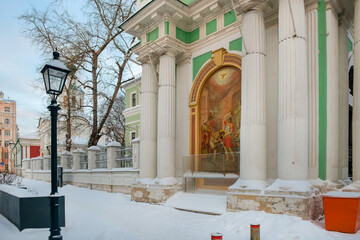 Obraz premium Moscow, Icon on the wall of the Bell Tower of the Church of St. John the Baptist