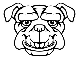 Bulldog Mascot Cute Happy Cartoon Character