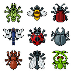 Bug Insect Pixel Art Video Game Beetle 8 Bit Icons