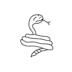 A contented snake. Outline illustration. Vector. Coloring.