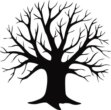 Black Tree Icon Vector Illustration Isolated on White Background