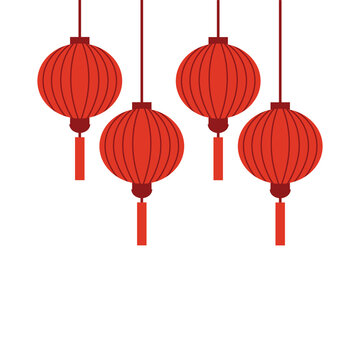 Chinese holiday lanterns illustration vector design on white background 