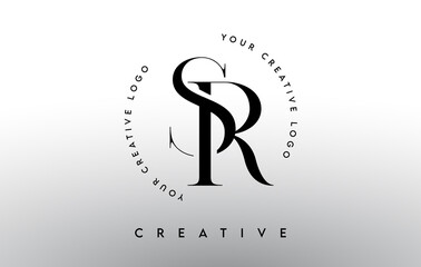 SR Letter Logo Design with Serif Typography Font and Elegant Modern Look