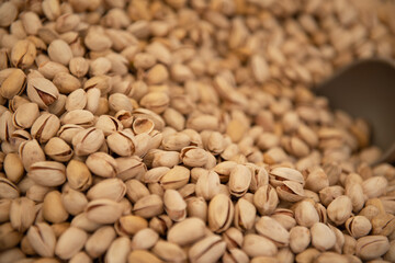 Pistachios are solding in outdoor market, Sicily, Italy