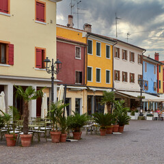 View of colorful city of Caorle close to Venice