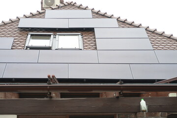 Photovoltaic panels on the roof of the house