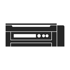 Printer office vector black icon. Vector illustration printer on white background. Isolated black illustration icon of office machine.