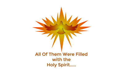 All of them were filled with the Holy Spirit, Pentecost Sunday Quote for print or use as poster, card, flyer or T Shirt