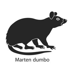 Mouse animal vector black icon. Vector illustration rat on white background. Isolated black illustration icon of mouse and rat.