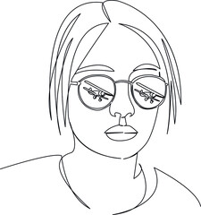 girl with glasses with airplane reflection