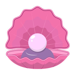 Open shell with pearls. Vector illustration