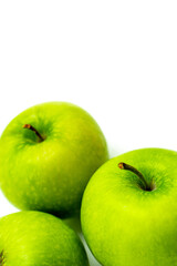 Delicious green apple, on a white background