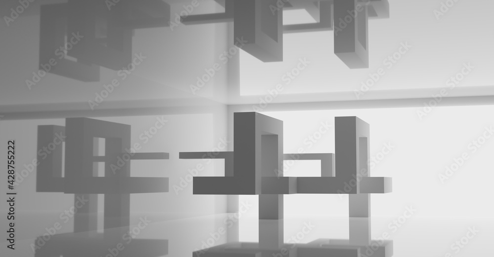 Poster 3d rendering of abstract wallpaper with geometric shapes. futuristic architecture.