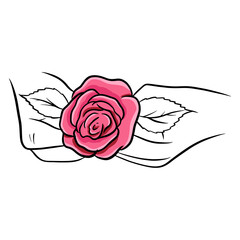 Hand-drawn roses. Beautiful flower. Cartoon style. Vector illustration.