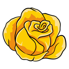 Hand-drawn roses. Beautiful flower. Cartoon style. Vector illustration.