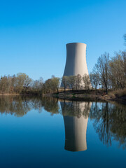 nuclear power plant by the pond