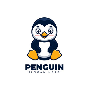 Penguin Kawai Cartoon Logo