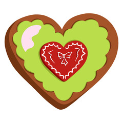 Heart shaped chocolate. Chocolate with glaze. Valentine's Day gift. Sweet gift. Cartoon style.