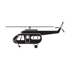 Helicopter vector black icon. Vector illustration helicopter on white background. Isolated black illustration icon of aircraft.