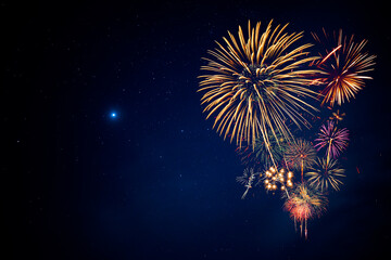 Fireworks with blur milky way background