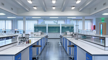 Laboratory interior. 3d illustration