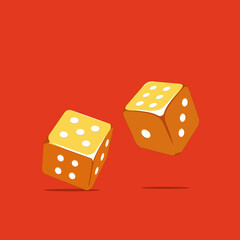 Illustration of golden dices shows the sum of the number eleven
